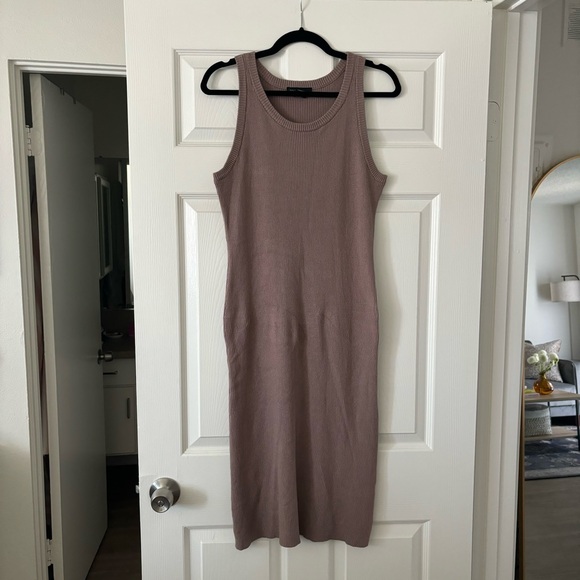 Taupe Ribbed Sweater Dress - Picture 1 of 3
